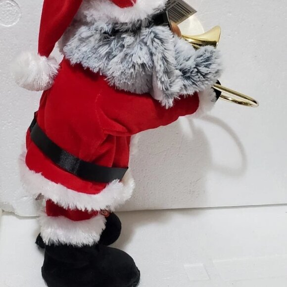 Animated  Musical African American Santa  With Trombone Christmas Decor Plush - Picture 8 of 9